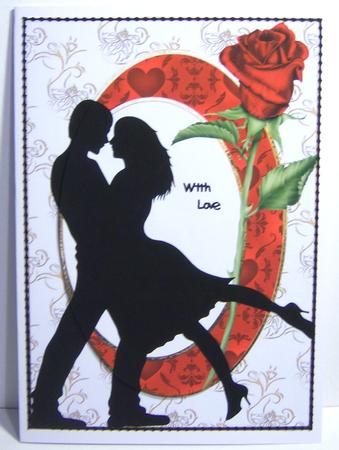 Lovers Silhouette & Single Red Rose by Katie Silver