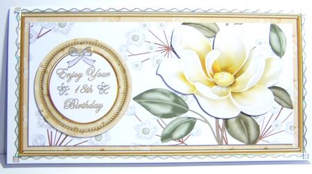 Cream Magnolia 18th Birthday Dl Decoupage Topper by Katie Silver
