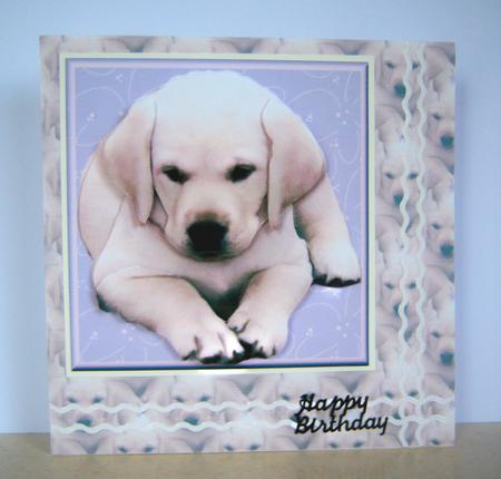 Golden Labrador Puppy 3D Decoupage with Background by Katie Silver