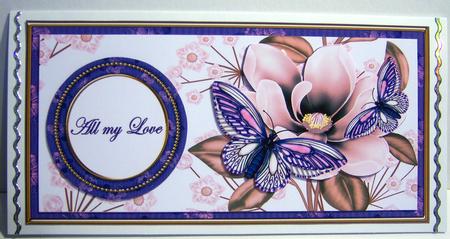 Blue Butterfly All My Love Dl Decoupage Topper by Katie Silver