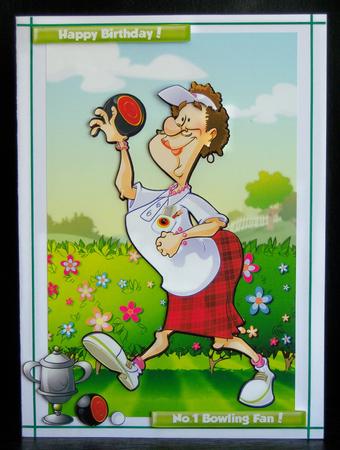 Lawn Bowls Lady (red) Quick Car. by Katie Silver