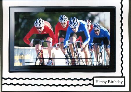 Speed Bike Race Pyramid Card Topper by Katie Silver