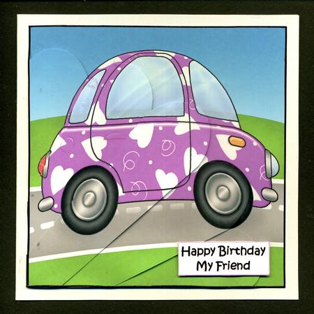 Funky Love Bug Car - Fan Pyramage Topper by Katie Silver