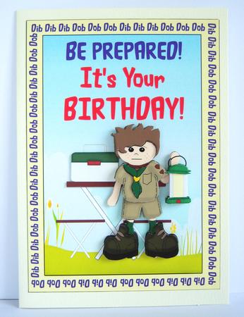Scouts Birthday Card Front with Decoupage by Katie Silver