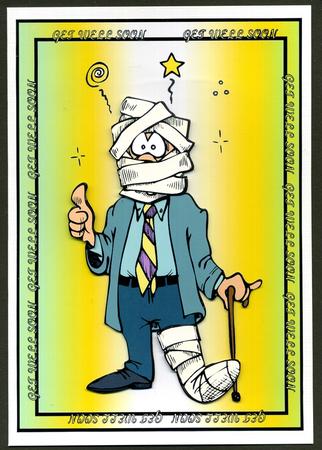 Get Well Soon - Man in Bandages by Katie Silver