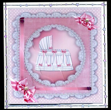 New Baby Girl with Lace and Pearls Side Stacker by Katie Silver