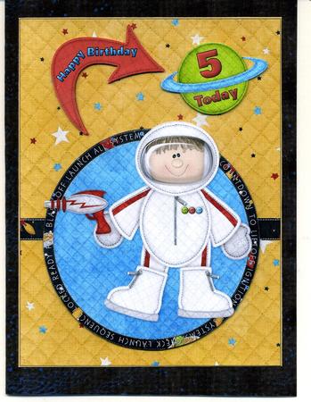 Spaceman Birthday Boy Age 1-5 Quick Card by Katie Silver