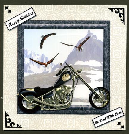 To Cold to Ride My Chopper Card Top & Decoupage by Katie Silver
