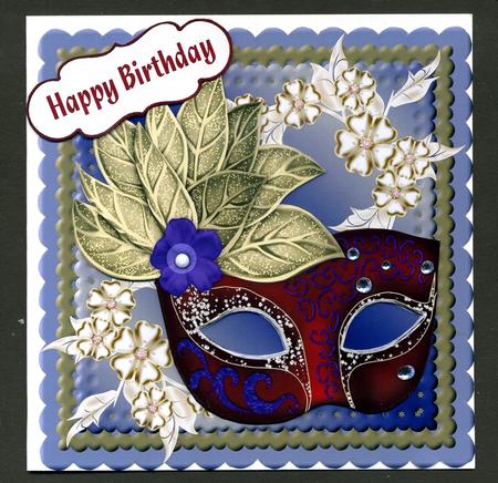 6 Inch Card - Venetian Mask - Gold Leaves by Katie Silver