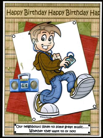 Teen Boy Plays Great Music Quick Card by Katie Silver