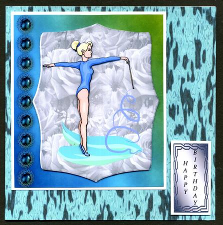 Gymnastics Ribbon Sport Topper & Decoupage by Katie Silver