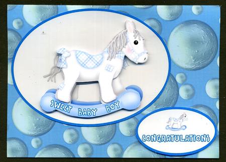 Sweet Baby Boy Rocking Horse Decoupage Topper by Katie Silver
