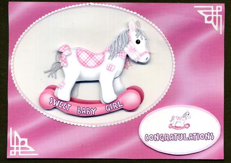 Sweet Baby Girl Rocking Horse Decoupage Topper by Katie Silver