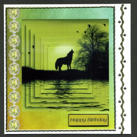 Wolf at Sun Rise Card Topper & Pyramid Layers by Katie Silver