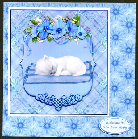 Organza Flowers A4 Backing Paper in Bright Blue by Katie Silver