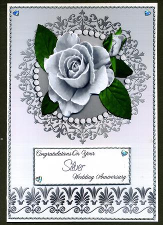 Silver Painted Roses in Ornate Frame with Pearls by Katie Silver
