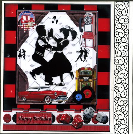 Chubby Checkers & 50's Dancing Card Topper by Katie Silver