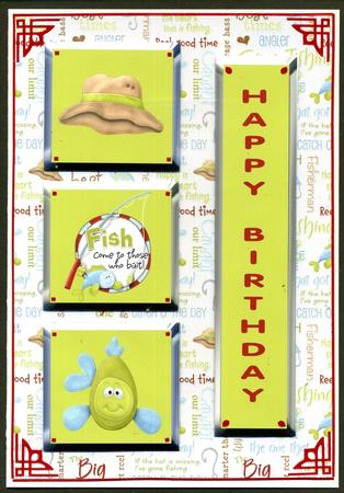 Fish Come to Those Who Bait Decoupage Card by Katie Silver