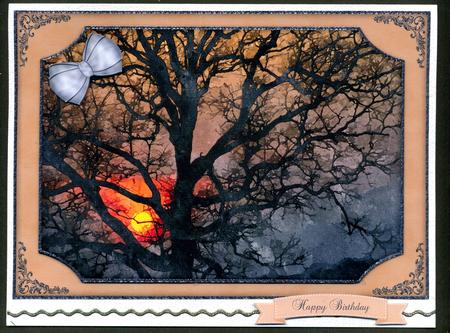 Beautiful Sunset Through the Trees Watercolour Quick Card by Katie Silver