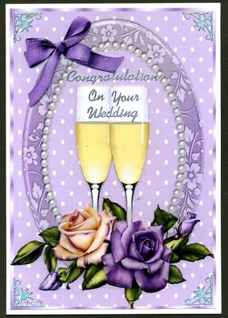 Beautiful Lilac & Cream Rose's & Champagne Glass's by Katie Silver