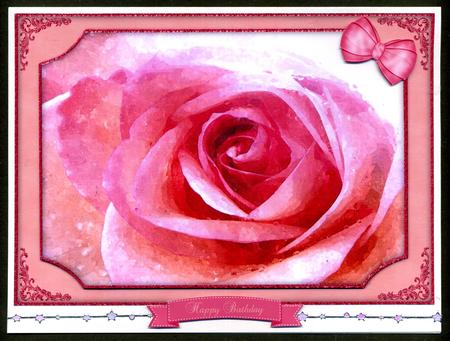 Pink Rose Watercolour Quick Card by Katie Silver