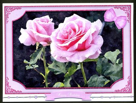 Beautiful Pink Rose Watercolour Quick Card by Katie Silver