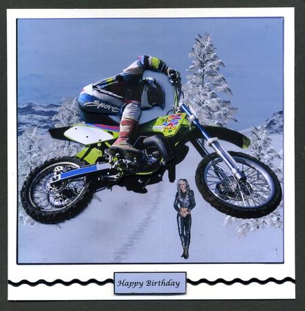 Showing Off Motorcross Biker Topper & Decoupage by Katie Silver