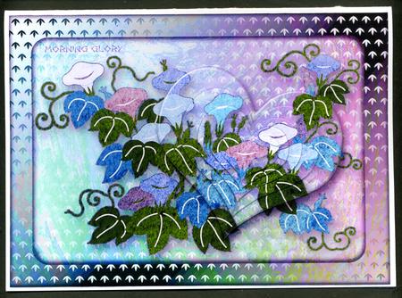 Japanese Floral Notecards 14, Morning Glory, A5 Pyramid Card by Katie Silver