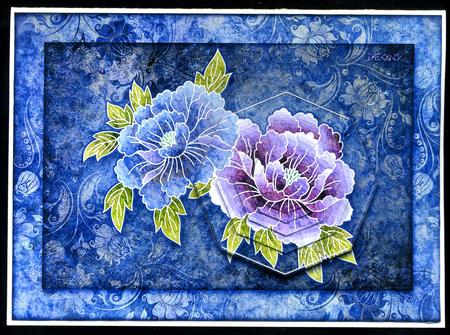 Japanese Floral Notecards 15, Peony, A5 Pyramid Card by Katie Silver