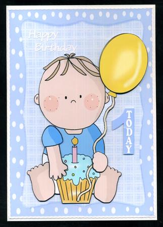 Birthday Boy with Cupcake & Balloon by Katie Silver