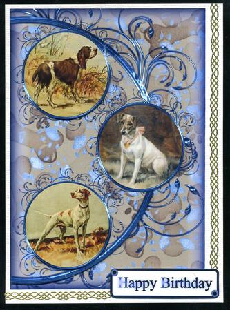 Vintage Dogs Easy Cut Circular Swirl Frame Trio Card by Katie Silver
