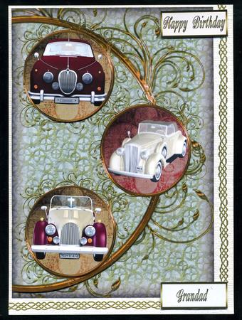 Classic Cars Easy Cut Circular Swirl Frame Trio Card by Katie Silver