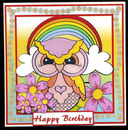6x6 Rainbow Owl 2 by Katie Silver