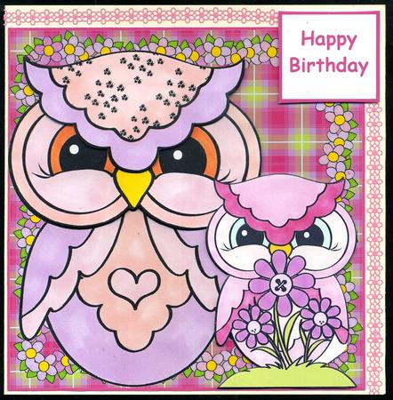 6x6 Owls on Tartan 1 by Katie Silver