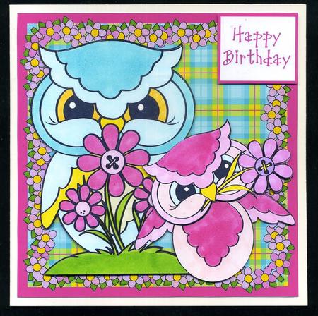 6x6 Owls on Tartan 2 by Katie Silver