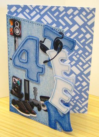 White Geometric Shapes Background (blue) by Katie Silver