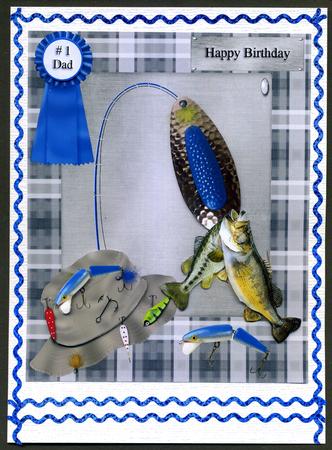 Fishing Lures on Plaid Topper & Decoupage by Katie Silver