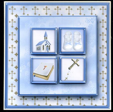 Baby Boy Christening Square Layers Card Front by Katie Silver