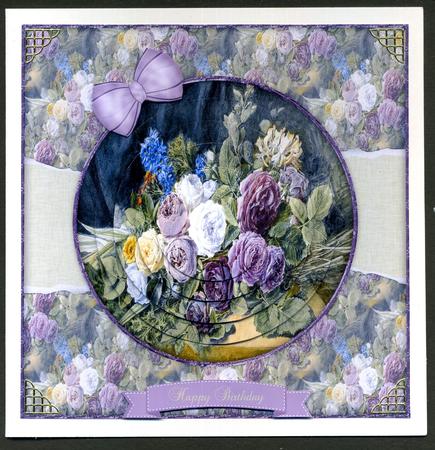 Beautiful 6x6 Torn Strip Vintage Roses Quick Card by Katie Silver