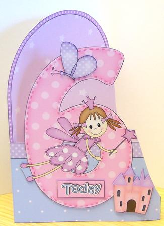 3D 6th Birthday Fairy Shaped Front Card with Decoupage by Katie Silver
