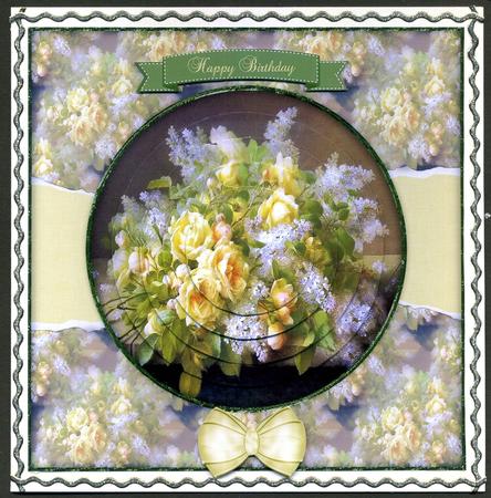 Beautiful 6x6 Torn Strip Vintage Yellow Roses Quick Card by Katie Silver