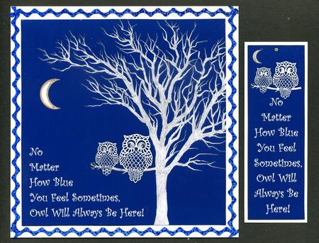 Owl Will Always Be Here (2) 8"x 8" Card Topper & Bookmark by Katie Silver