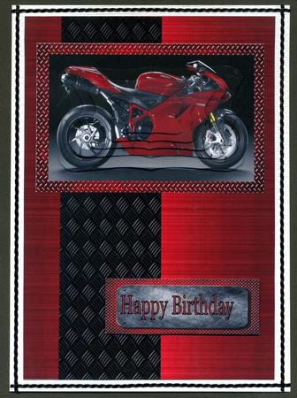 Motorcycle Pyramid Topper on Red Backing by Katie Silver