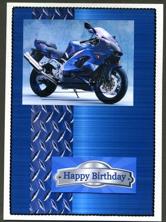 Blue Motorcycle Pyramid Topper on Blue Backing by Katie Silver