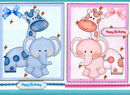 Two Giraffe and Elephant Birthday Toppers  by Katie Silver