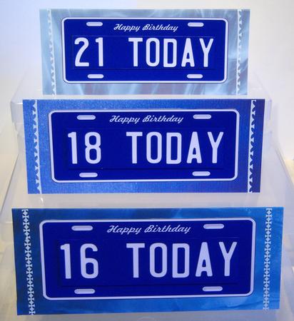Birthday Licence Plates 16, 18, 21 by Katie Silver