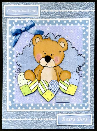 Baby Boy Bear with Hearts 8x8 Mini Kit by Katie Silver