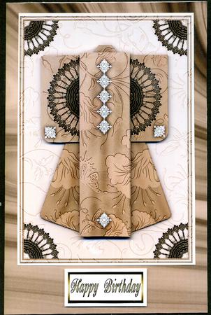 A6 Sheer Elegance Kimono Card in Caramel Decoupage by Katie Silver