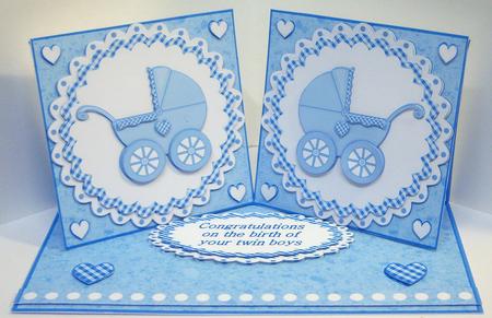 Baby Boy Twin Boys Double Twist Easel Card Kit by Katie Silver