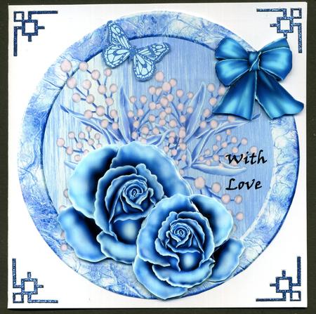 Round Topper Winter Roses in Bleu by Katie Silver